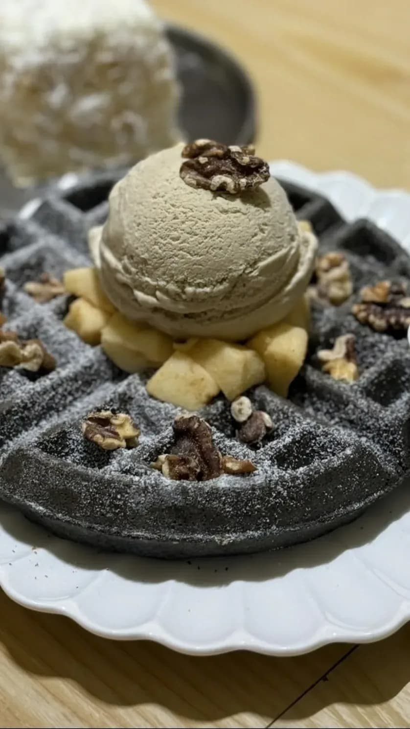 Smell the vanilla as waffles crisp up by your table