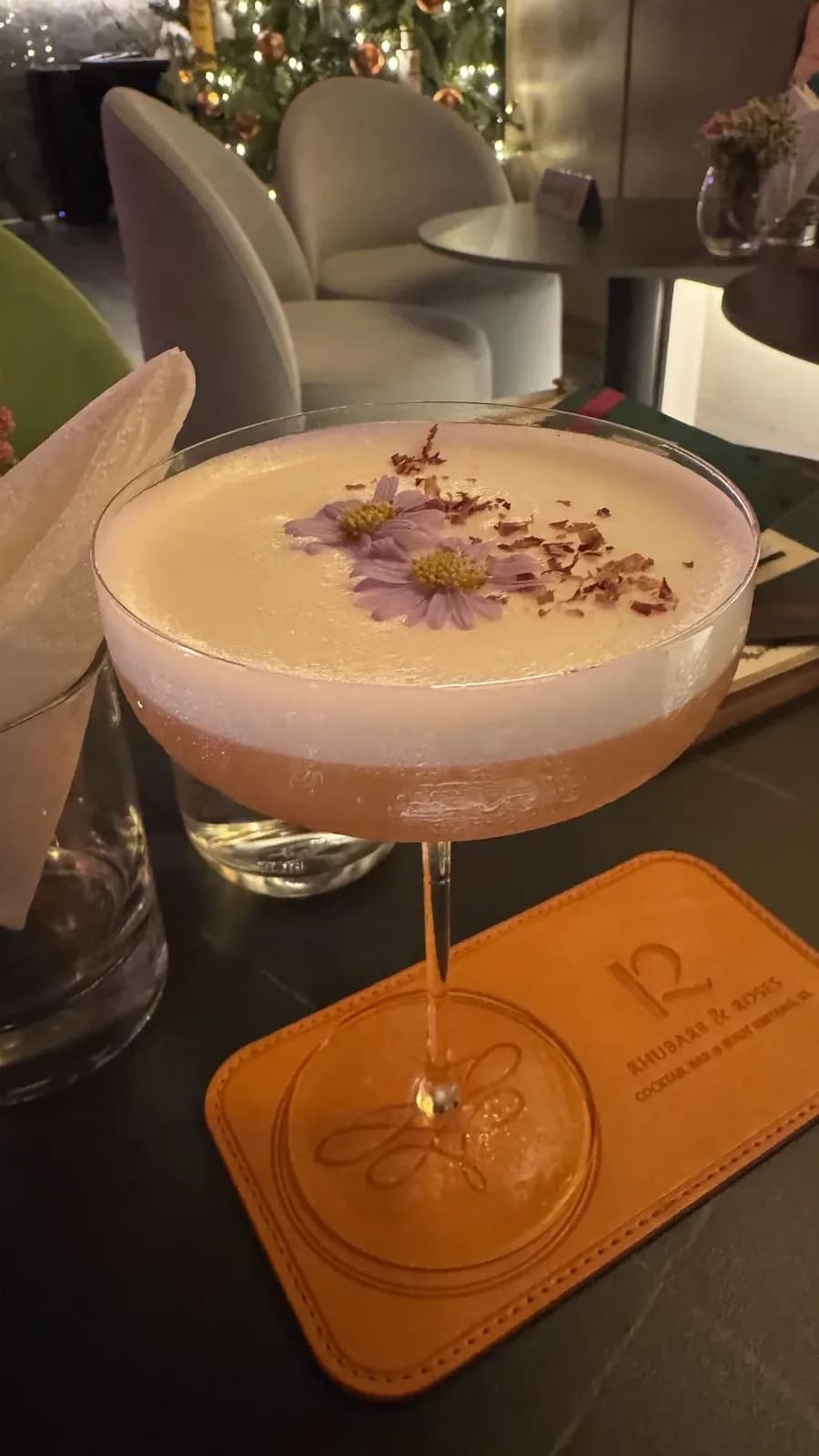 Mix drinks among fresh flowers