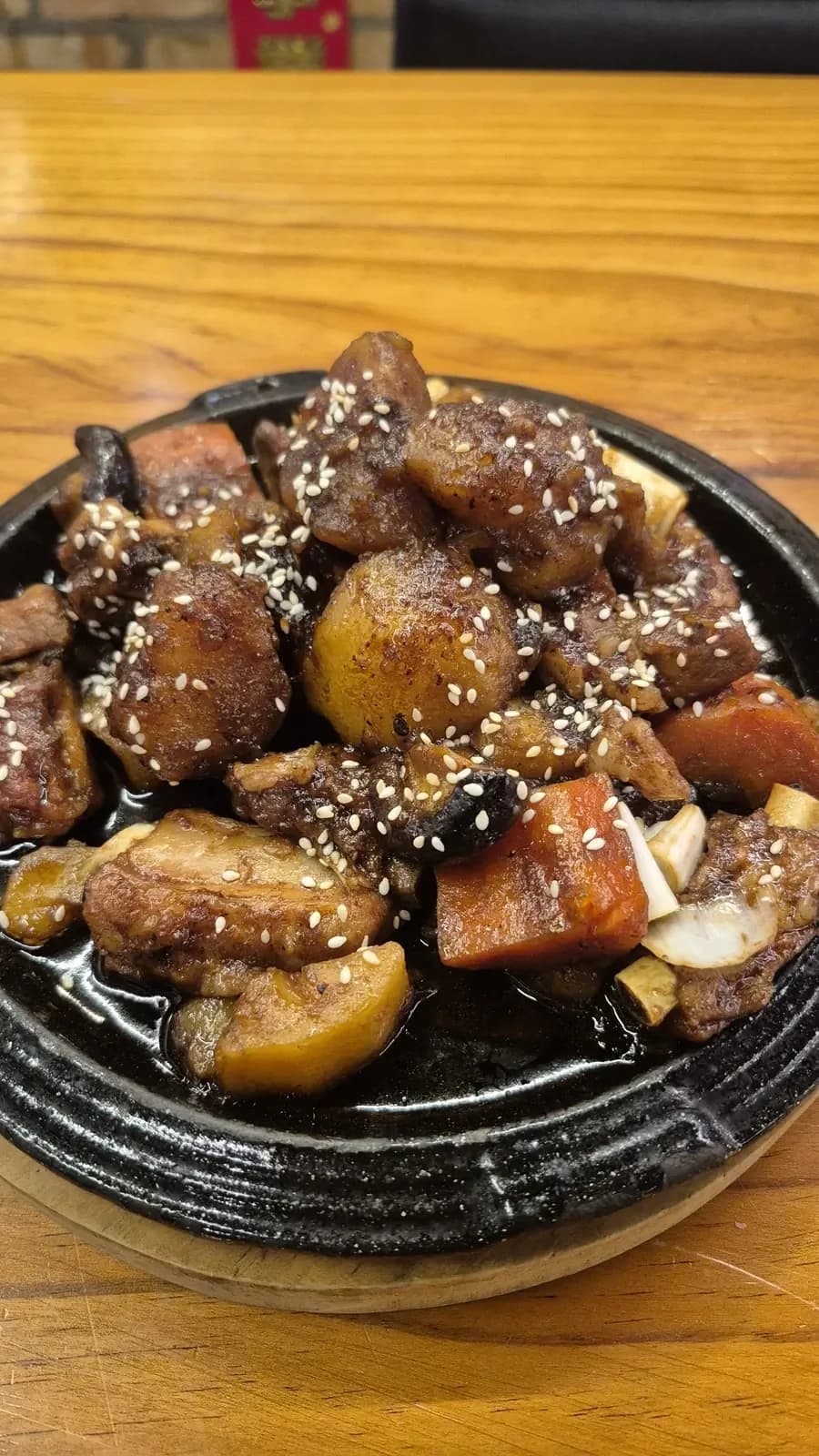 Watch meat cook on the tabletop grill