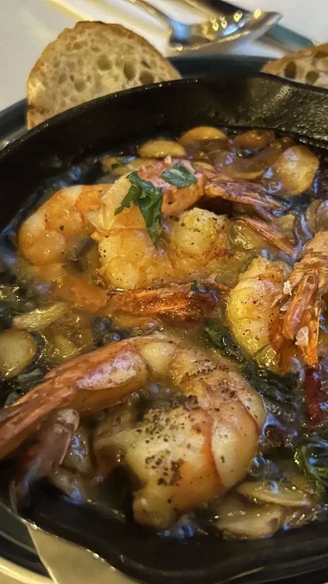Smell the garlic from sizzling prawns