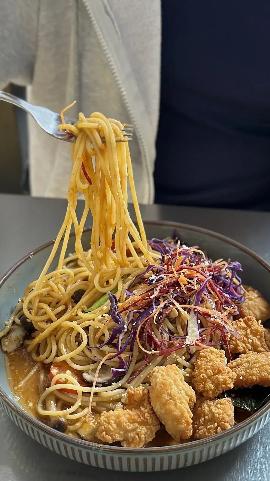 Spaghetti with a Malaysian twist